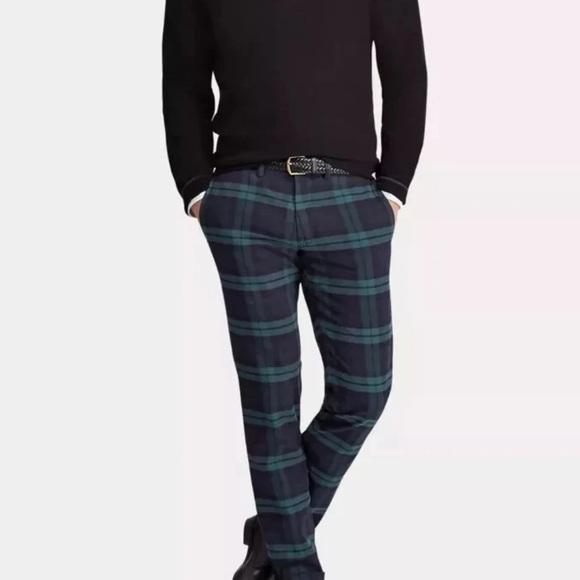 G1N with tags Polo Ralph Lauren Pony Blackwatch Tartan Plaid Stretch Straight Ch